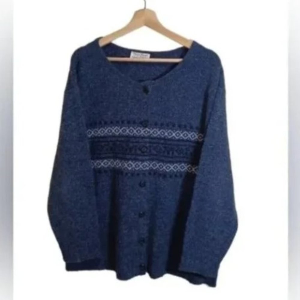 Blue Button  Down Cardigan Sweater